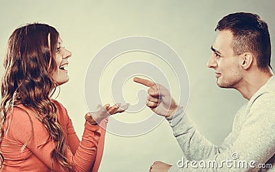 Happy couple talking on date. Conversation. Stock Photo