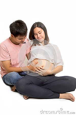 Happy couples,Couples attending antenatal Class together Stock Photo