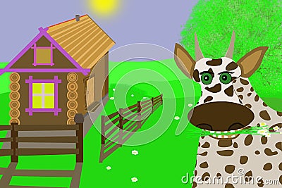Happy cow.Illustration. Stock Photo