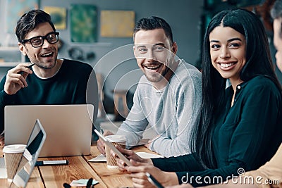 Happy coworkers. Stock Photo