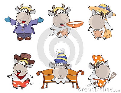 Happy cows.Clip-Art. Cartoon Vector Illustration