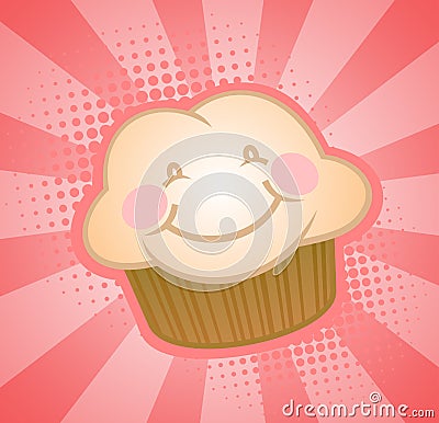 Happy Cupcake Vector Illustration