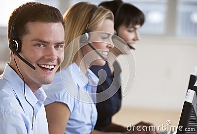 Happy Customer Service Reps Stock Photo