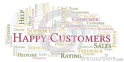 Happy Customers word cloud. Stock Photo
