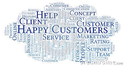 Happy Customers word cloud. Stock Photo