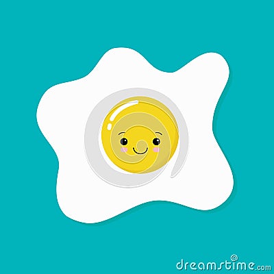 Happy cute smiling funny kawaii fried egg. Cute kawaii fried egg character concept Cartoon Illustration