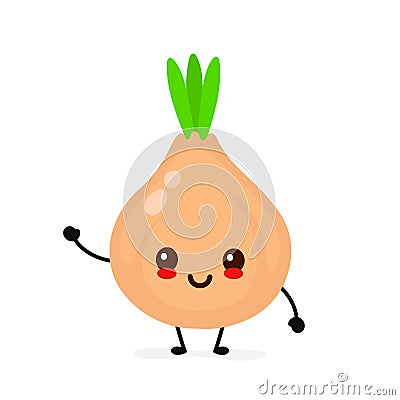 Happy cute smiling onion. Vector Vector Illustration