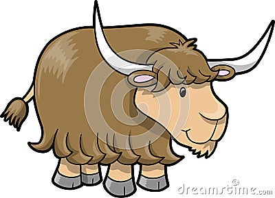 Happy Cute Yak Vector Vector Illustration