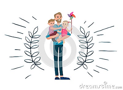 Happy dad cartoon Vector Illustration