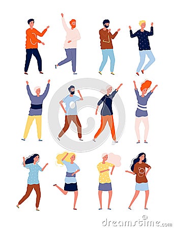Happy dancers. Party happy people night club crowd dancers stylized characters vector collection Vector Illustration