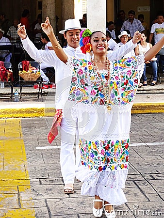 Happy Dancing Couple in Merida Yucatan Editorial Stock Photo