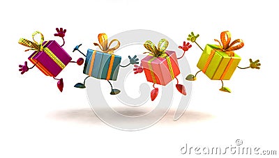 Happy dancing gifts Stock Photo