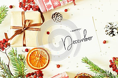 Happy December calligraphy inscription Stock Photo