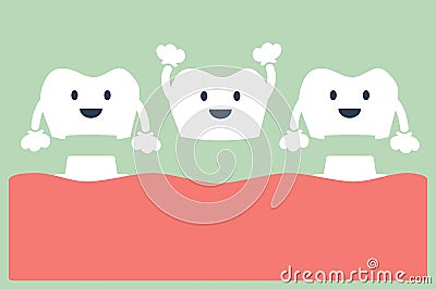 Happy dental crown with bridge, installation process and change of teeth Vector Illustration