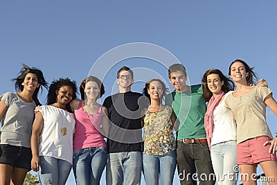 Happy and diverse group outdoors Stock Photo
