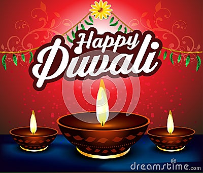 Happy diwali background with deepak Stock Photo