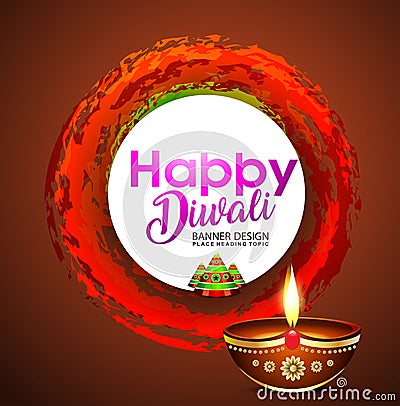 Happy Diwali Banner Background Cartoon Illustration