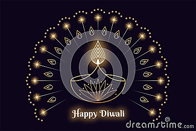 Happy Diwali Banner, Hindu festival of lights. Indian Deepavali holiday Vector Illustration