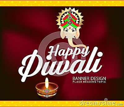 Happy diwali celebration background with lord ganesha Cartoon Illustration