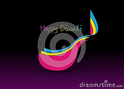 Happy Diwali Celebration in Paper Cut Graphic design of Indian Diya Oil Lamp Flat Design. Colorful Festival of Lights. Vector Vector Illustration
