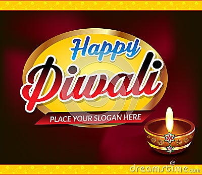 Happy Diwali Celebration Text Background Cartoon Illustration