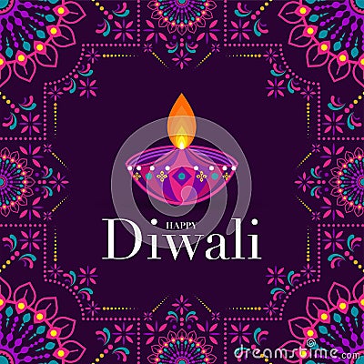 Happy Diwali, Deepavali or Dipavali the festival Vector Illustration