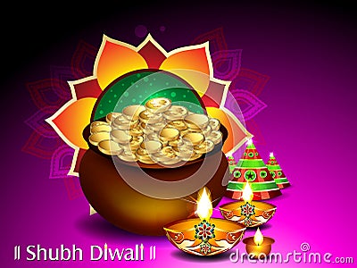 Happy Diwali and Dhanteras wish background Cartoon Illustration