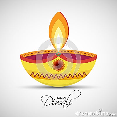 Happy Diwali Diya oil lamp Vector Illustration