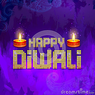 Happy Diwali Diya Cartoon Illustration