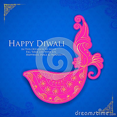 Happy Diwali diya Cartoon Illustration