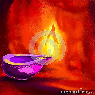 Happy Diwali Diya Vector Illustration