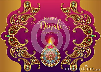 Happy Diwali festival card Vector Illustration