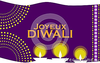 Happy Diwali, greeting card, festival of lights, India, French. Stock Photo