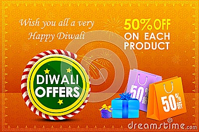 Happy Diwali holiday offer Vector Illustration