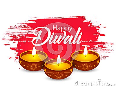 Happy Diwali poster, header, banner or greeting card design Vector Illustration