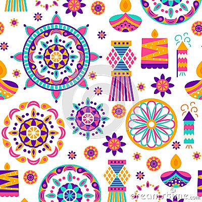 Happy Diwali Seamless Pattern Vector Illustration