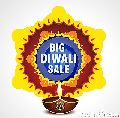 Happy Diwali Sell Background with Rangoli Cartoon Illustration