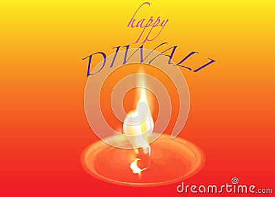 Happy Diwali. Traditional Indian Festival Background of Indian colors with Burning Lamp, illustration Vector Illustration