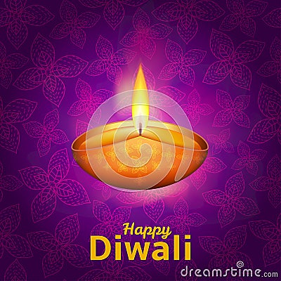 Happy Diwali - traditional Indian festival background with lamp Vector Illustration