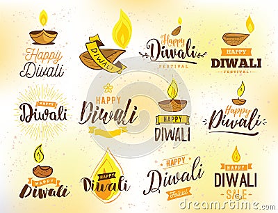 Happy Diwali typography Vector Illustration