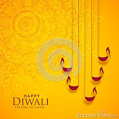 Happy diwali yellow indian style background design Vector Illustration