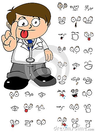 Happy doctor cartoon expresion set Vector Illustration