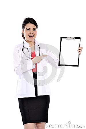 Happy doctor woman expresses smile Stock Photo