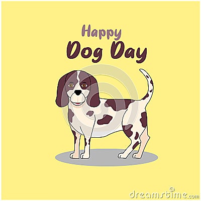 Happy Dog Day Standing Beagle Vector Vector Illustration