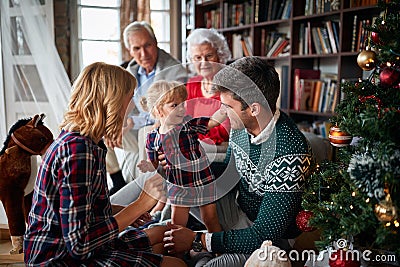 Happy doll face little girl Stock Photo