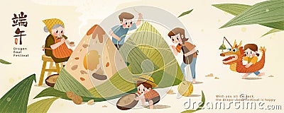 Happy dragon boat festival banner Vector Illustration