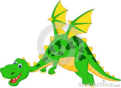 Happy dragon cartoon flying Vector Illustration