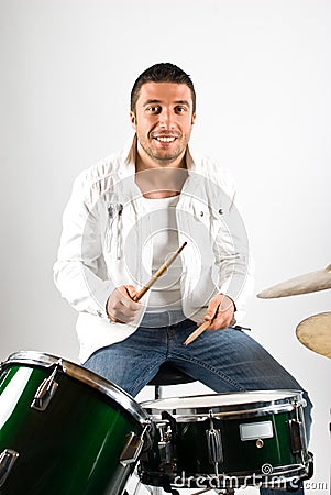 Happy drummer Stock Photo