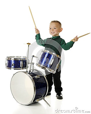 Happy Drummer Boy Stock Photo
