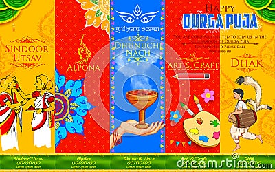 Happy Durga Puja background Vector Illustration